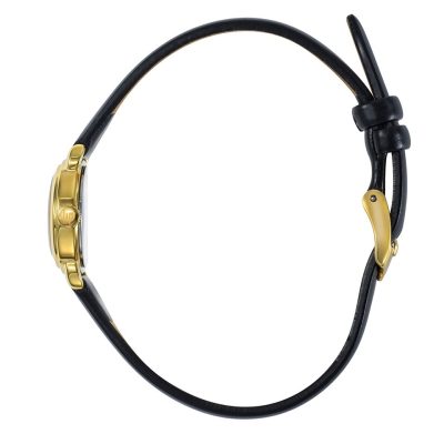 montre lip femme henriette acier doré et bracelet cuir noir 18.5 mm quartz