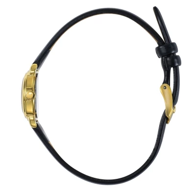 montre lip femme henriette acier doré et bracelet cuir noir 18.5 mm quartz