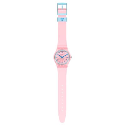 montre swatchpay pink pay! paiement sans contact btacelet silicone rose cadran rose