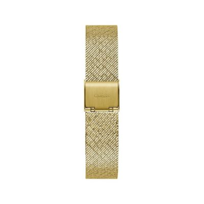 montre guess boa femme acier doré bracelet maille milanaise lunette strassée