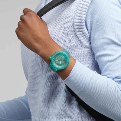 montre swatch big bold turquoise joy bracelet turquoise plastique