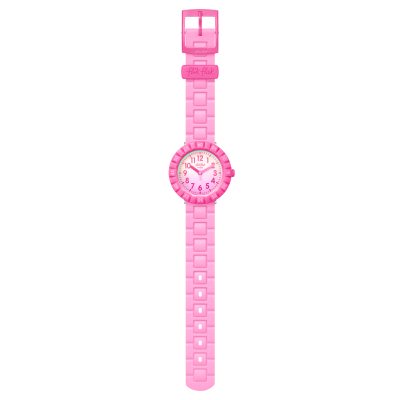 montre flik flak pink splash enfant rose verre effet solar spectrum