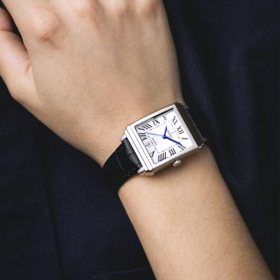 montre festina femme on the square acier et bracelet cuir noir quartz fond blanc