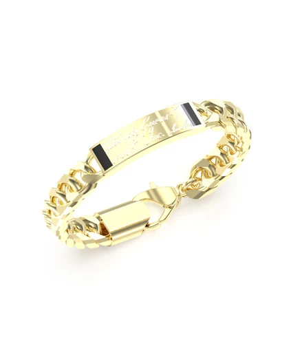 bracelet guess homme gourmette acier doré inscription