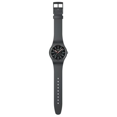 montre swatch coblestone street gris foncé bracelet matériau biosourcé