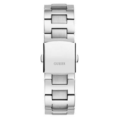 montre guess homme acier et noir equity lunette cannelée