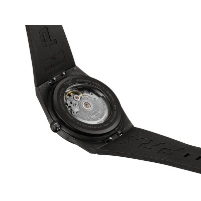 montre tissot PRX Powermatic 80 carbon bracelet caoutchouc noir automatique 80 h de réserve de marche
