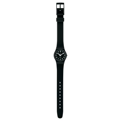 montre swatch femme lady black single bracelet silicone noir cadran noir