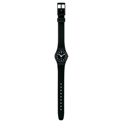 montre swatch femme lady black single bracelet silicone noir cadran noir