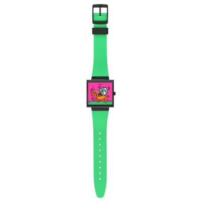 montre swatch what if breaks off bioceramic keith haring cadran carré