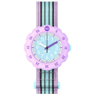 montre flik flak loop in pastel fille bracelet a scratch velcro type bracelet brésilien bracelet violet et bleu lunette violette