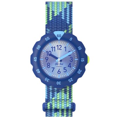 montre flik flak enfant loop in blue bracelet a scratch type bracelet brésilien lunette bleue