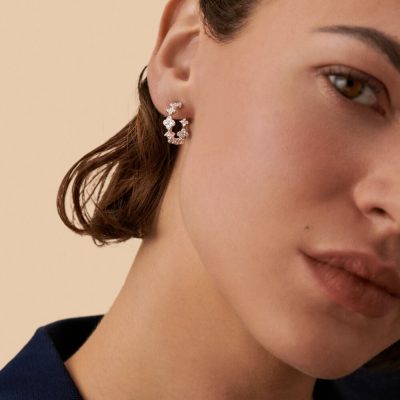 boucles d'oreilles agatha créoles beloved cristal argent fleurs pavée d'oxydes de zirconium