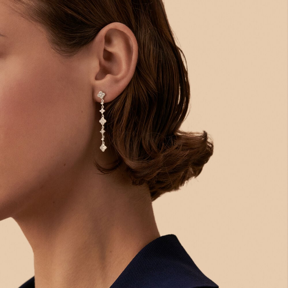 Boucles d'oreilles Agatha Beloved pendantes argent fleurs