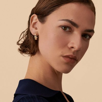 boucles d'oreilles agatha créoles beloved cristal argent doré fleurs pavée d'oxydes de zirconium