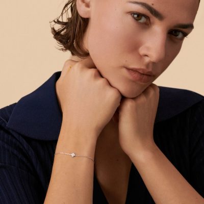 bracelet agatha beloved souple cristal argent fleur pavée oxydes de zirconium