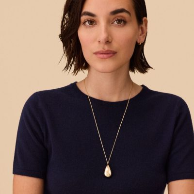 collier sautoir agatha danae laiton doré en forme de goutte