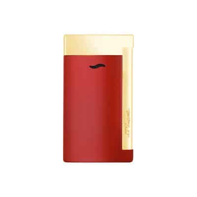 briquet ST dupont slim 7 rouge et finition dorée laqué rouge