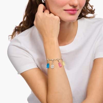 pendentif charm thomas sabo ours d'or rose et argent x haribo