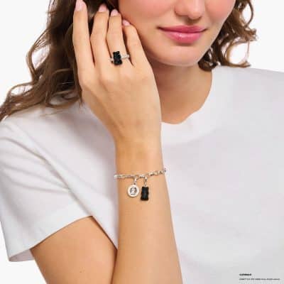 pendentif charm thomas sabo ours d'or noir et argent x haribo
