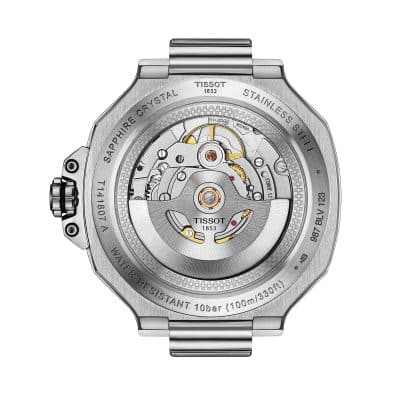 montre tissot T race powermatic 80 41 mm acier et noir