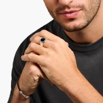 bague chevalière homme thomas sabo onyx noir et argent