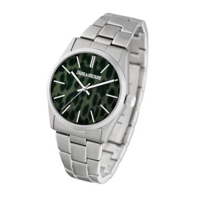 montre zadig et voltaire femme acier leopard vert et noir quartz