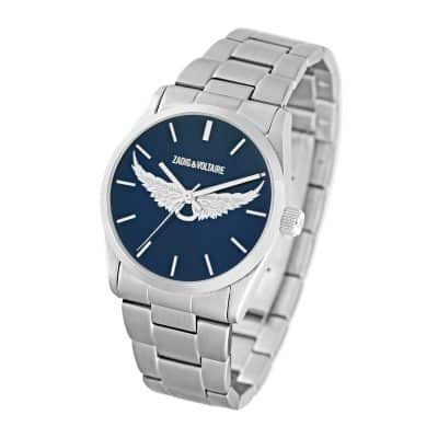 montre zadig et voltaire femme acier ailes ange cadran bleu