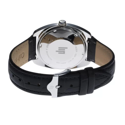 montre lip general de gaulle acier 35 mm bracelet cuir noir quartz