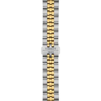 montre tissot ballade 40 mm homme acier bicolore gris et jaune lunette cannelée quartz