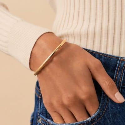 bracelet jonc agatha lisa doré en argent doré fermoir
