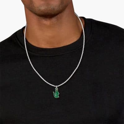collier lacoste homme acier et vert arthor