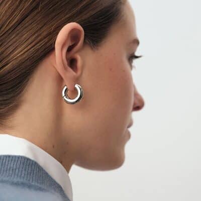 boucles d'oreilles créoles agatha leo acier inoxydable fil large