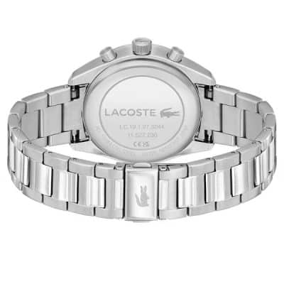 montre-lacoste-collection-boston-en-acier-argente cadran vert chronographe multifonctions