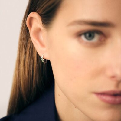 boucles d'oreilles créoles agatha multicolore argenté fleur oxydes bleues