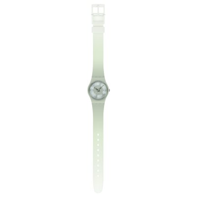 montre swatch lady serenity of sage 25 mm bracelet silicone tie and dye vert d'eau