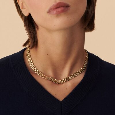 collier agatha femme minuit doré maille montre