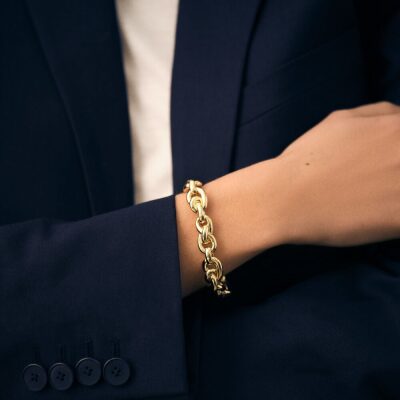 bracelet agatha loulou doré mailles nœuds laiton doré