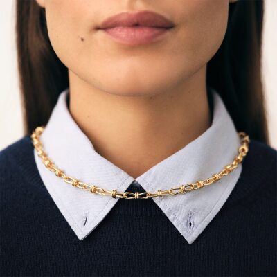 collier agatha ras du cou Maude laiton doré mailles