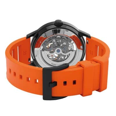 montre pierre lannier homme paddock acier noir caoutchouc orange automatique sports automobiles