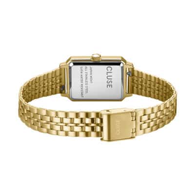 montre cluse fluette acier doré et vert sauge bracelet acier doré boitier rectangulaire