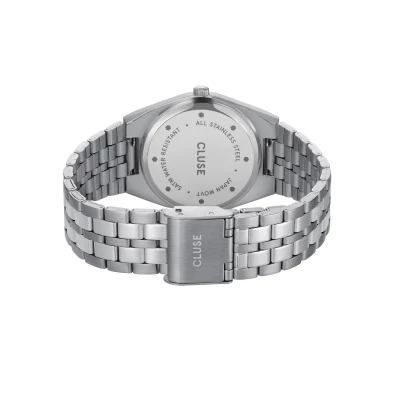 montre cluse retro 70's femme acier et saumon rose bracelet acier boitier rond