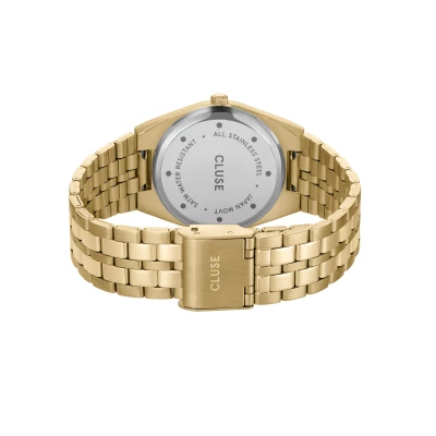Montre cluse retro 70's acier doré fond vert bracelet acier doré