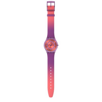 montre swatch skin sweet strawberry dream bracelet silicone violet tie and dye
