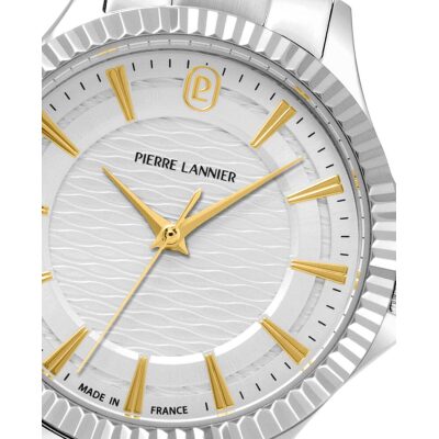 montre pierre lannier femme metropolitain acier boitier acier bracelet acier index doré