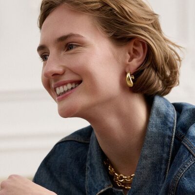 boucles d'oreilles créoles danae agatha doré épaisses laiton