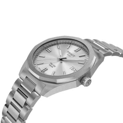 montre tissot PRC 100 solar quartz 39 mm acier et blanc energie solaire
