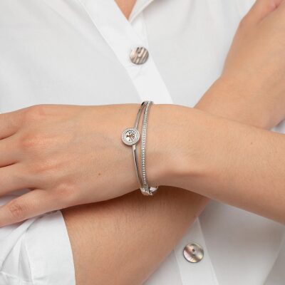 bracelet lotus style femme jonc arbre de vie acier