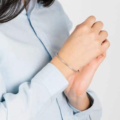 bracelet jonc lotus style femme acier et oxydes de zirconium