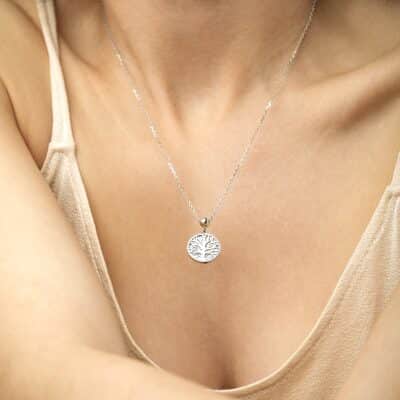 collier lotus style femme arbre de vie acier